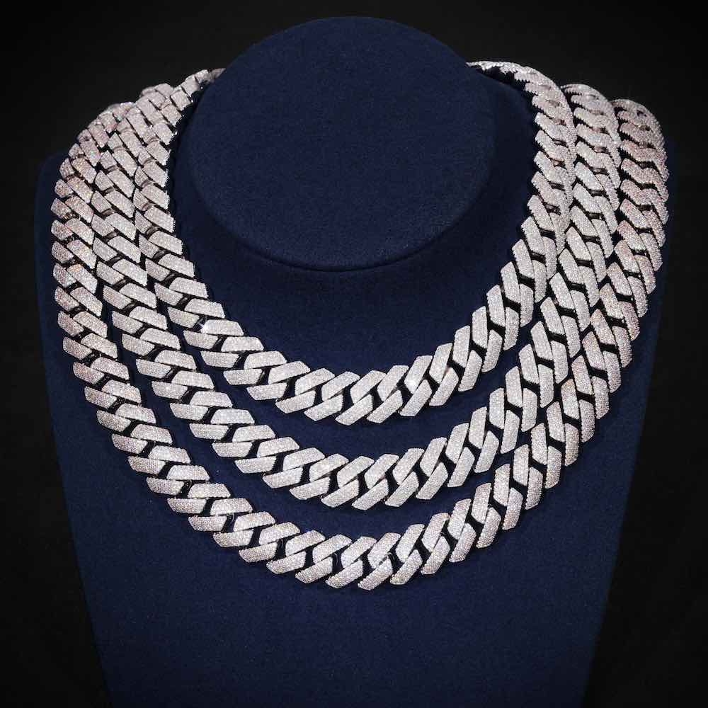 Shop-iGold Men's Miami Cuban Link Chain Choker – 14k Gold Finish, Ice Out CZ Stones, VVS Quality