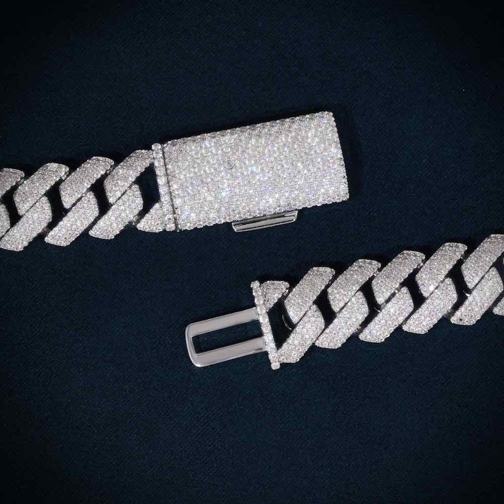 4-row 15mm moissanite cuban link chain icecartel clasp