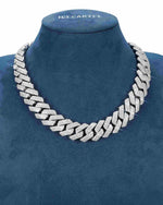 4 Row 20MM Moissanite Cuban Link Chain 14K Gold - White Gold