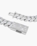 4 Row 20MM Moissanite Cuban Link Chain 14K Gold - White Gold
