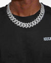 4 Row 20MM Moissanite Cuban Link Chain 14K Gold - White Gold