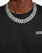 4 Row 20MM Moissanite Cuban Link Chain 14K Gold - White Gold