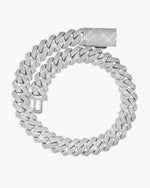 4 Row 20MM Moissanite Cuban Link Chain 14K Gold - White Gold