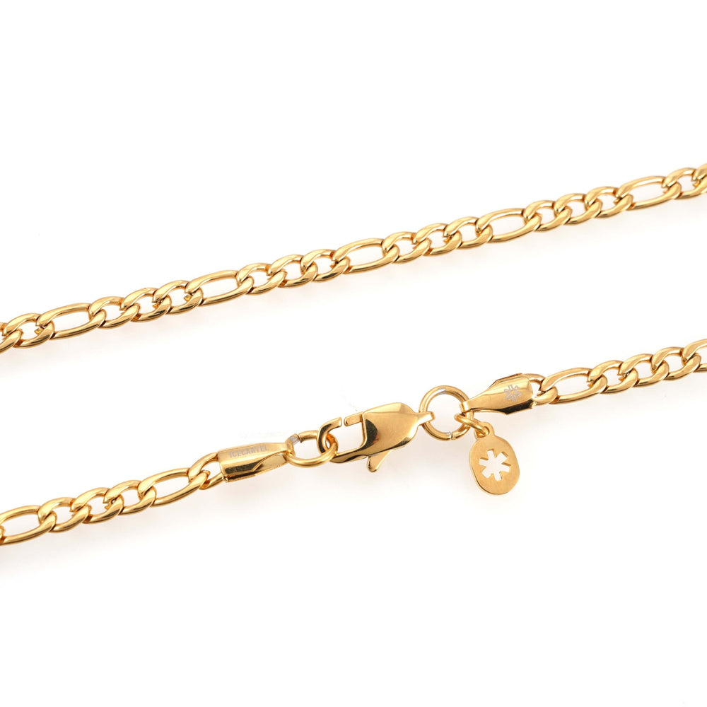 4mm Figaro chain 14k yellow gold icecartel lock