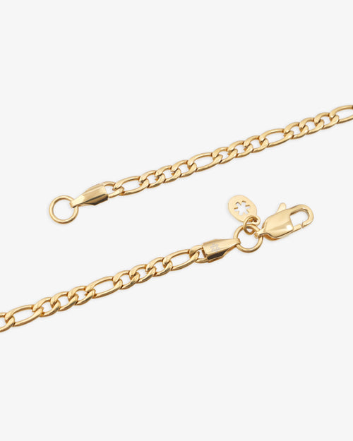 4mm Figaro chain 14k yellow gold icecartel new clasp