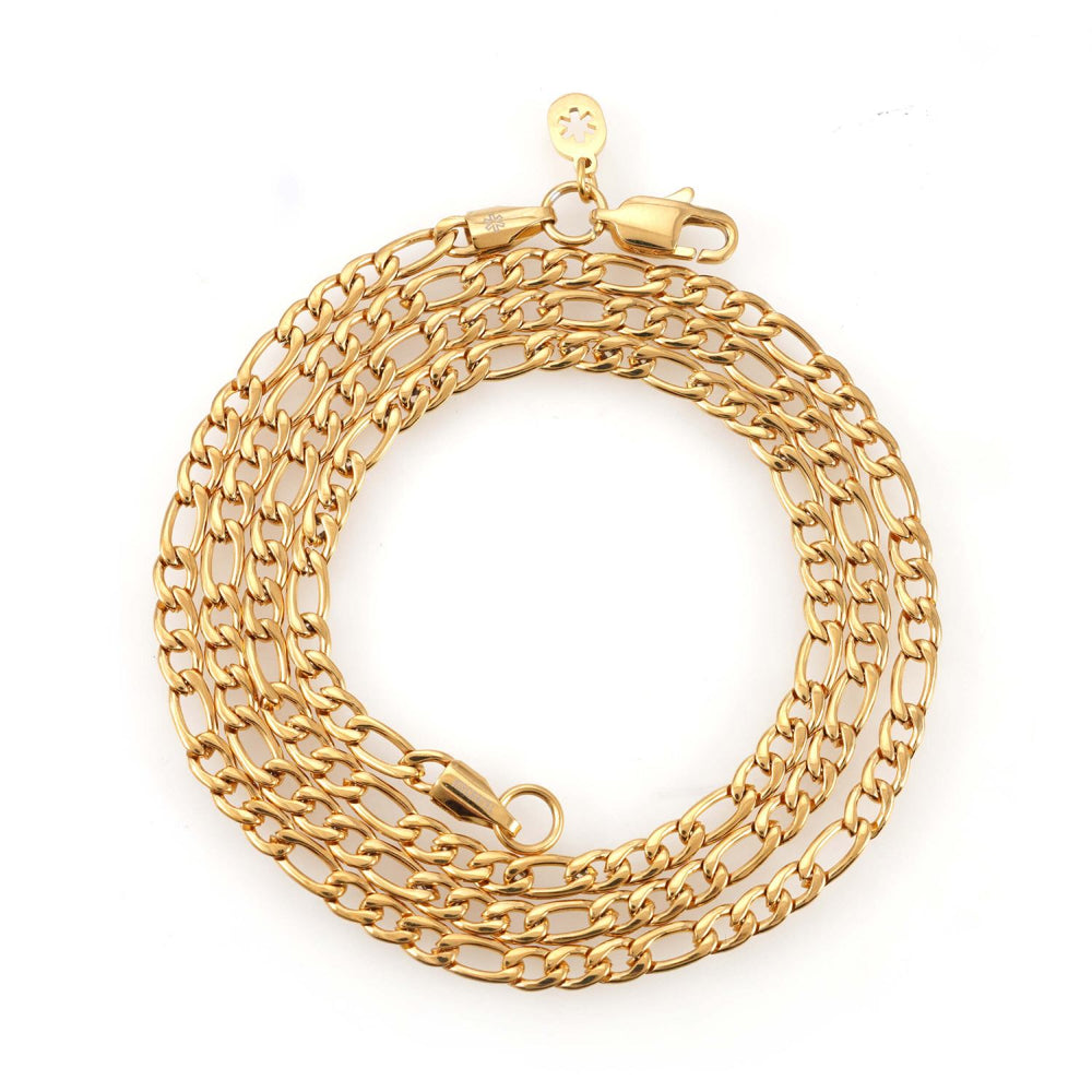 4mm Figaro chain 14k yellow gold icecartel up