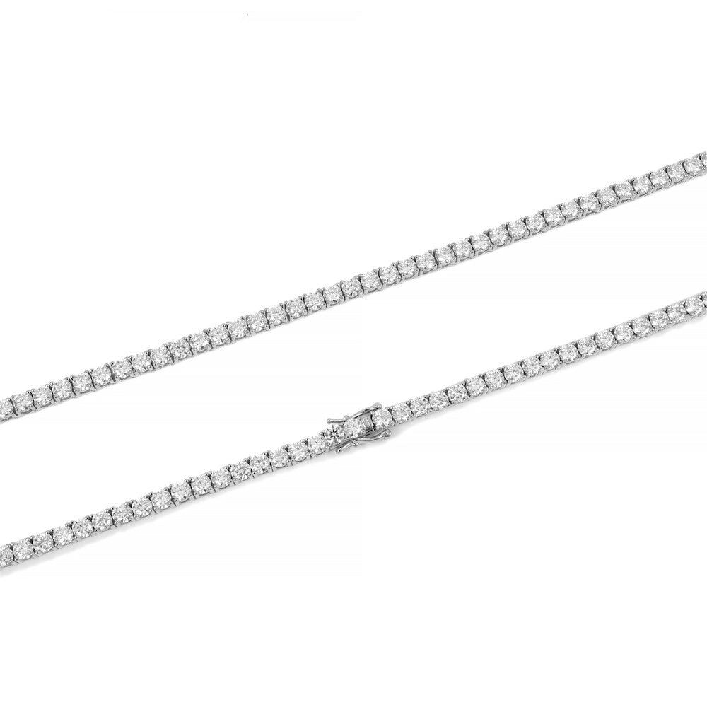 4MM Diamond Tennis Chain 14K Solid White Gold clasp