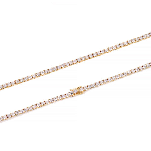 4MM Diamond Tennis Chain 14K Solid Yellow Gold clasp