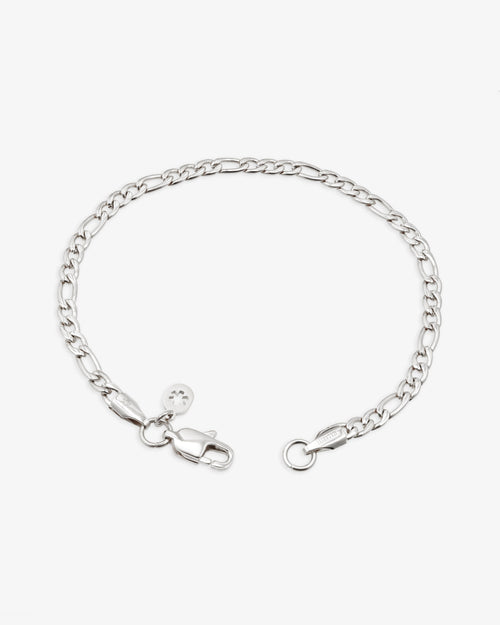 4mm figaro bracelet 14k white gold icecartel lock new