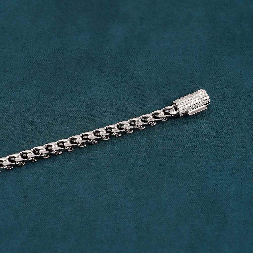 4MM Franco Link Bracelet Diamond Clasp Close