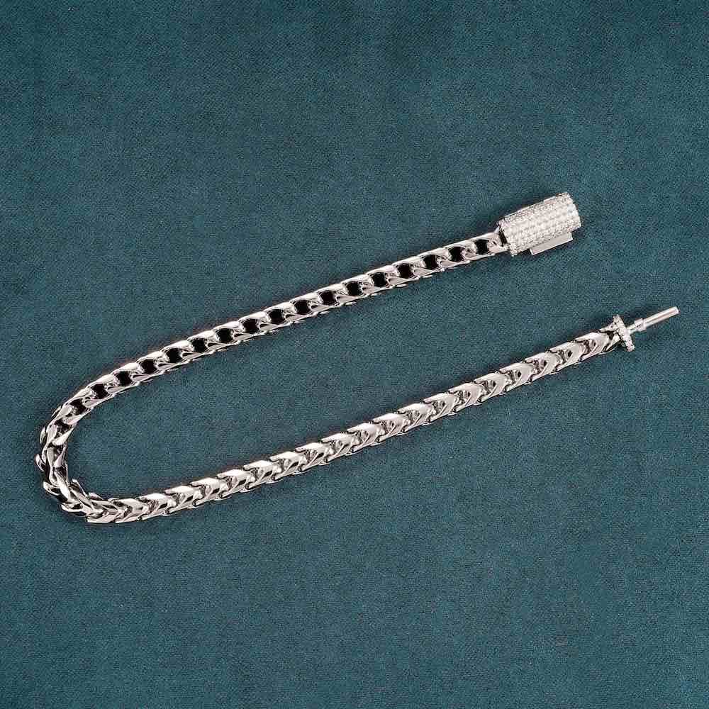 4MM Franco Link Bracelet Diamond Clasp Full