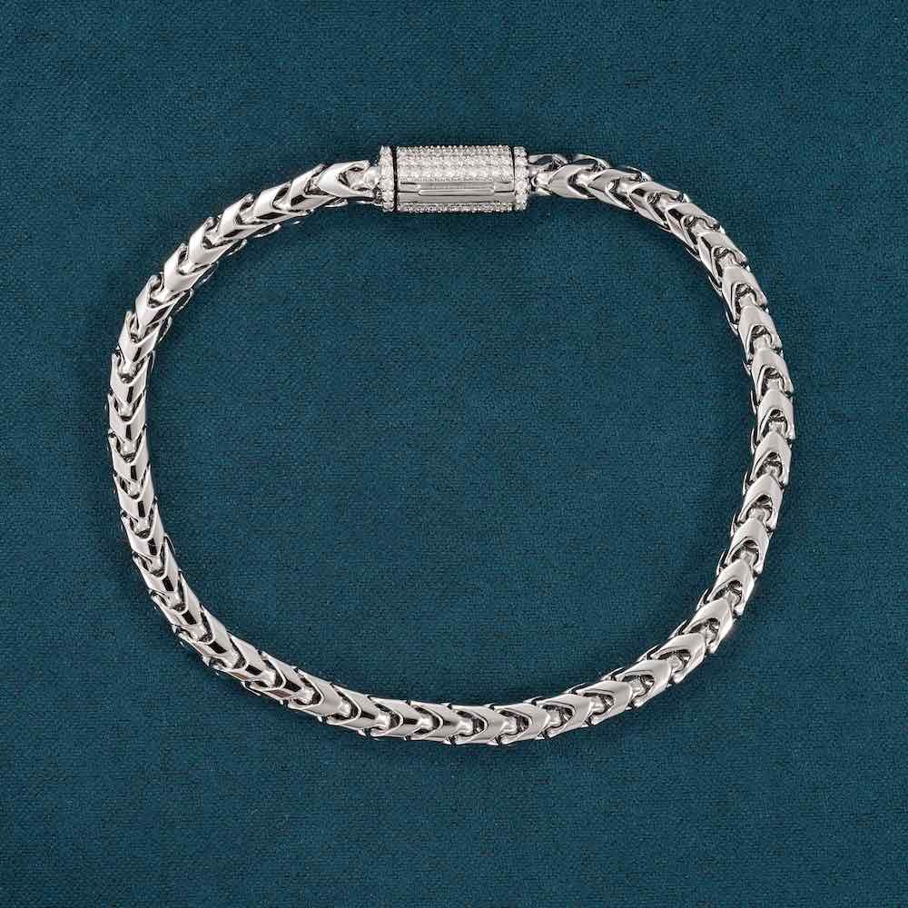 4MM Franco Link Bracelet Diamond Clasp