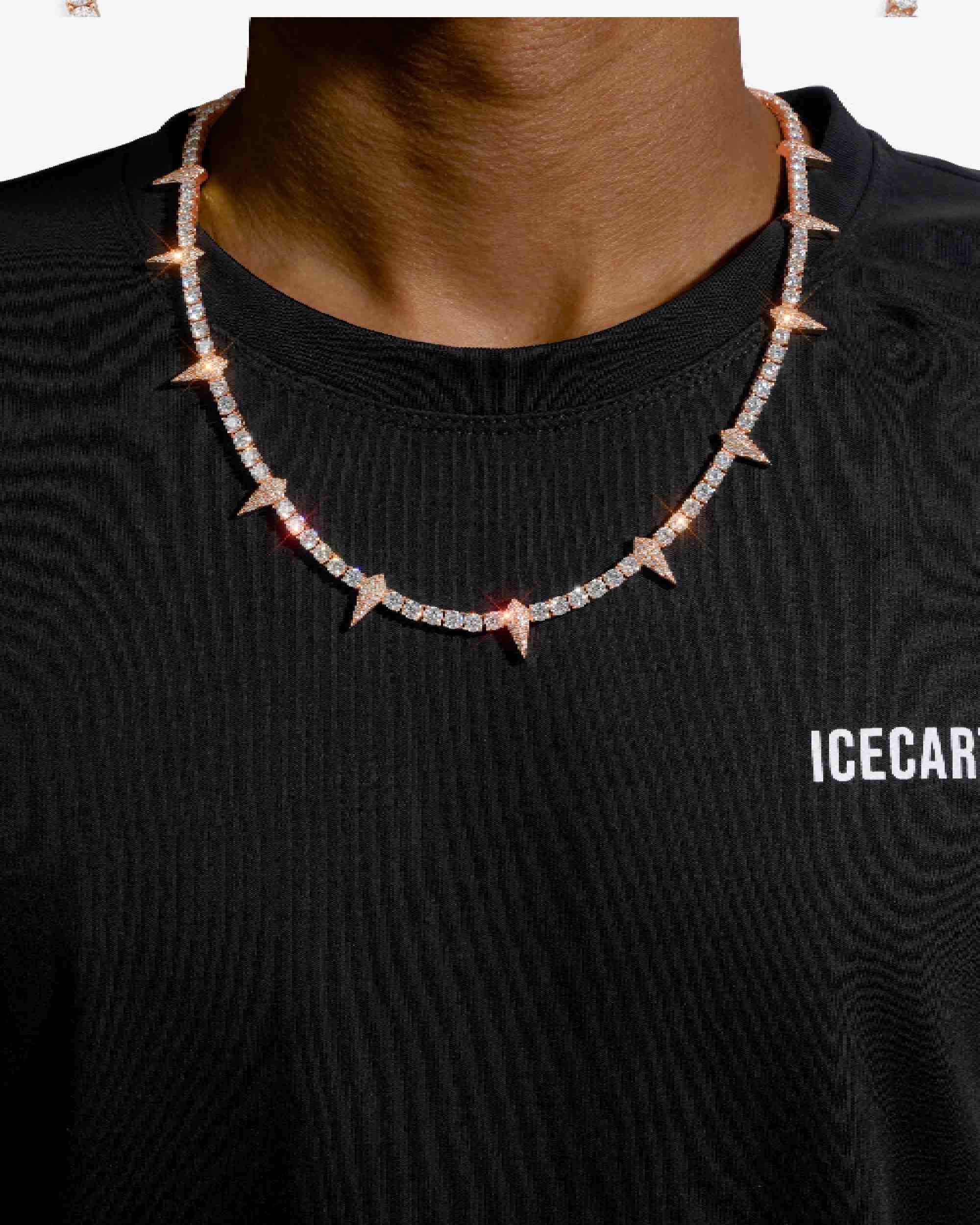4MM Moissanite Spiked Tennis Chain 14K Gold - IceCartel™
