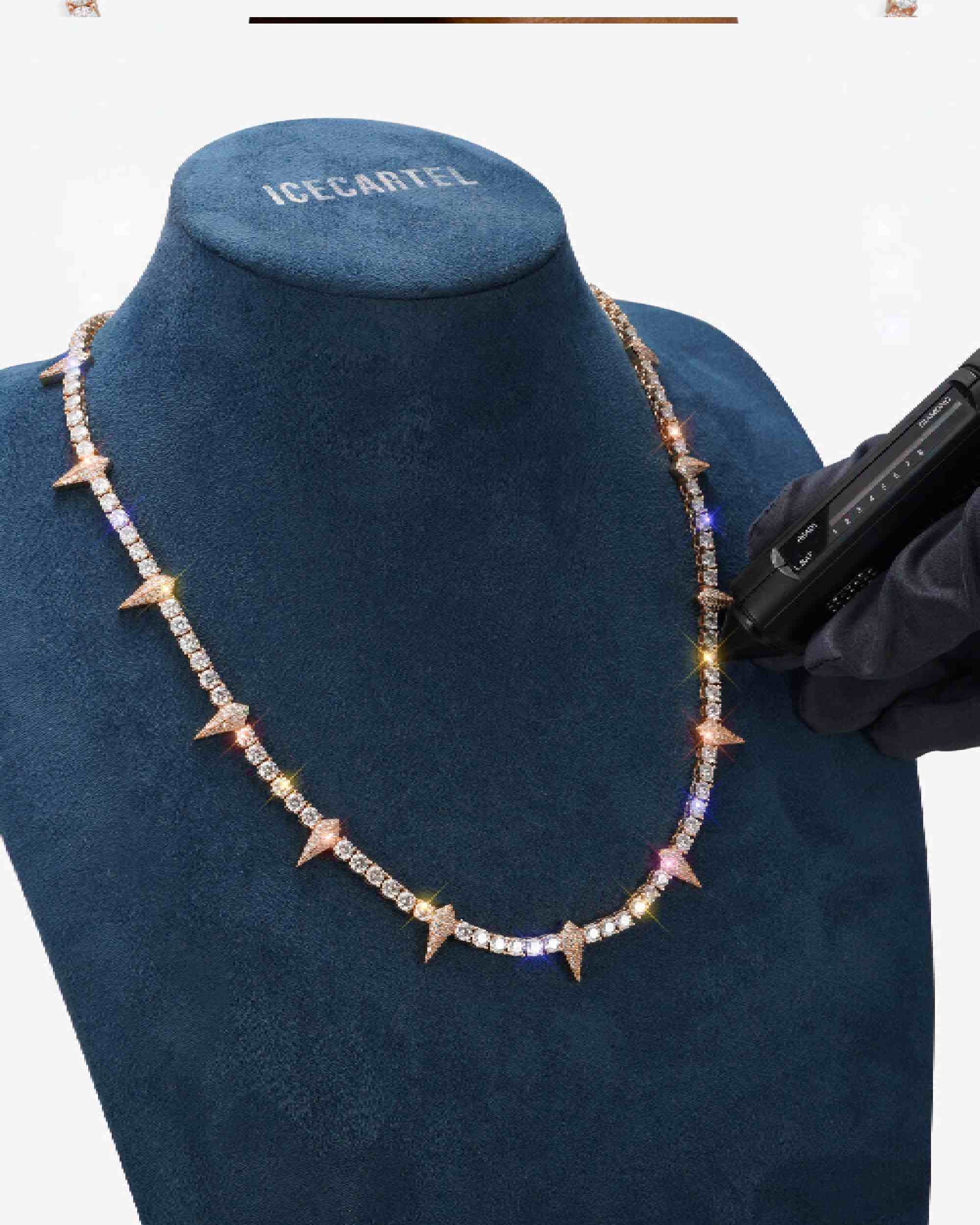 4MM Moissanite Spiked Tennis Chain 14K Gold - IceCartel™