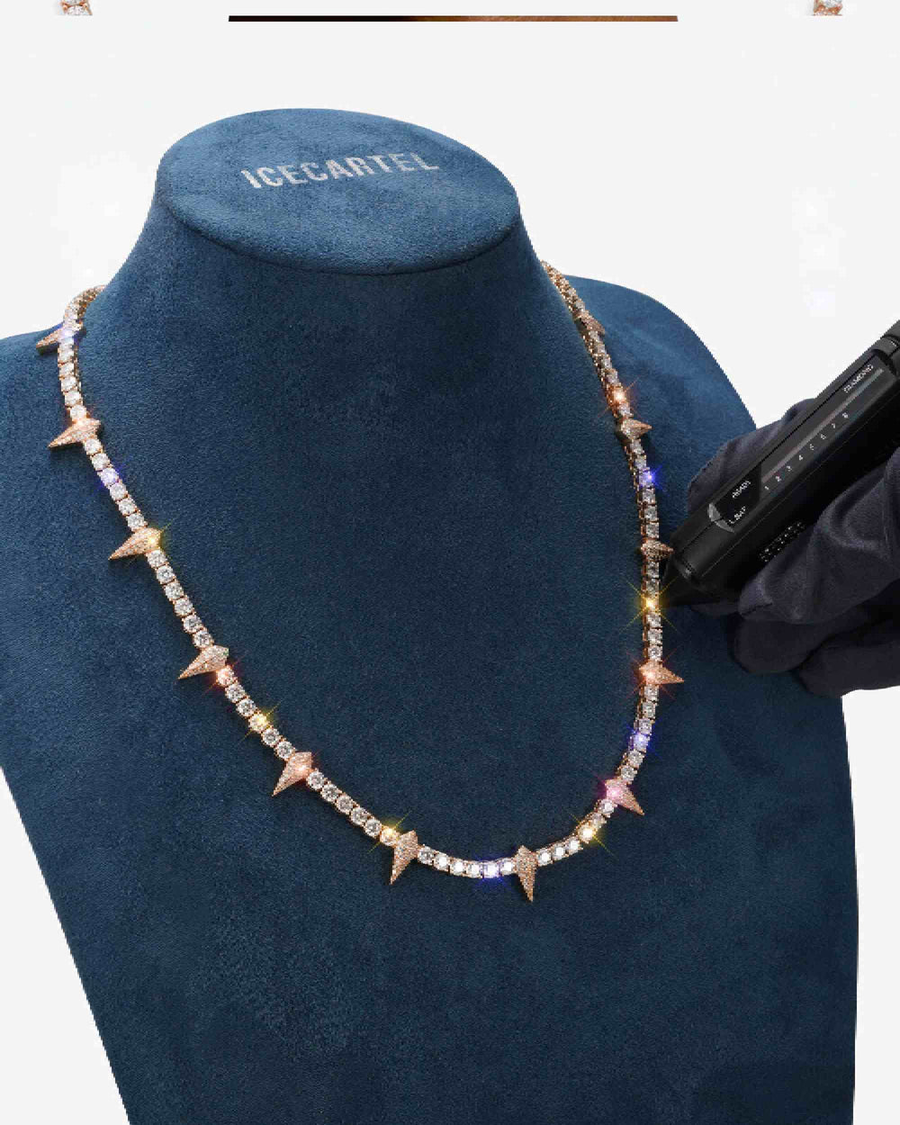 4MM Moissanite Spiked Tennis Chain 14K Gold