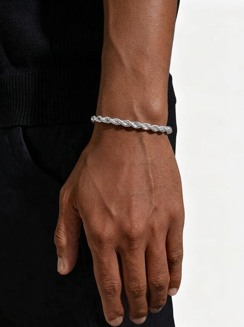 4mm silver rope chain bracelet bundle icecartel px 1 model bracelet new