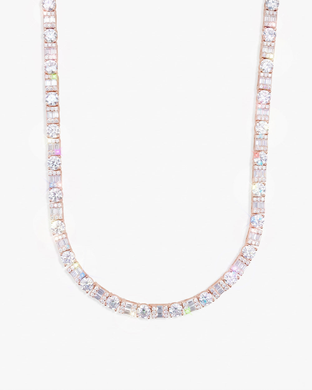 5MM Hybrid Cut Moissanite Tennis Chain 14K Gold - Rose Gold