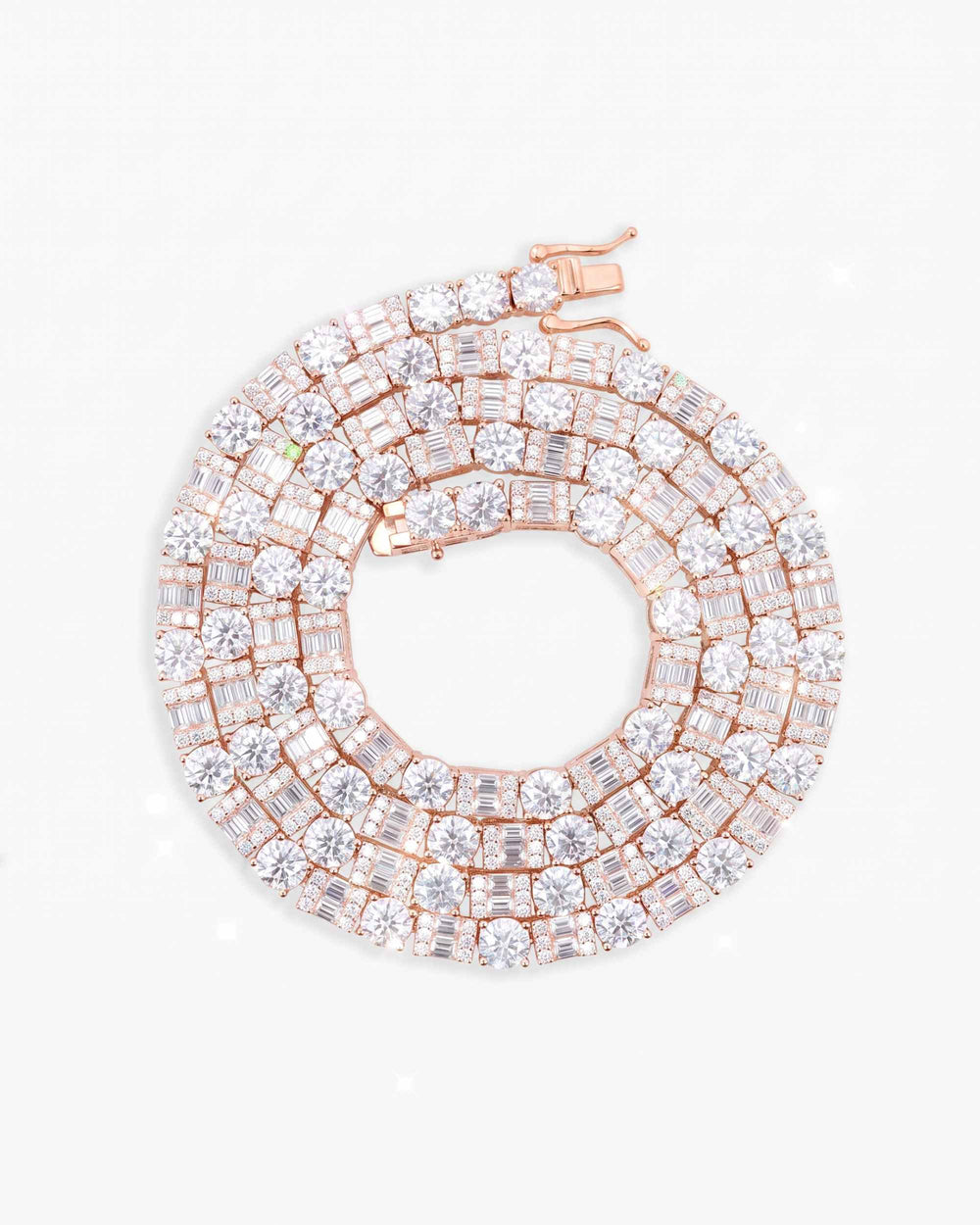 5MM Hybrid Cut Moissanite Tennis Chain 14K Gold - Rose Gold