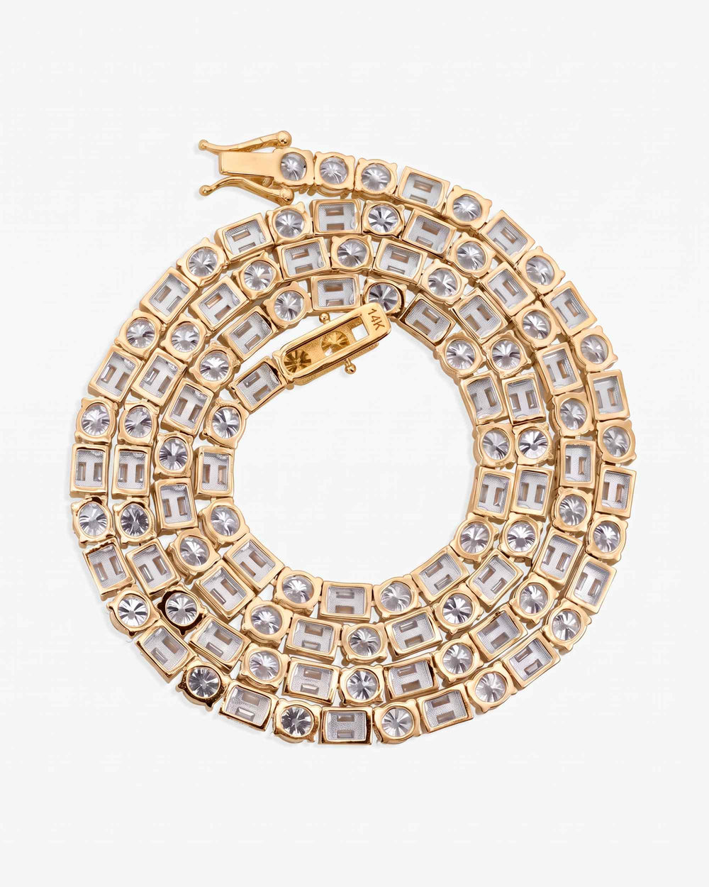 5MM Hybrid Cut Moissanite Tennis Chain 14K Gold - Yellow Gold