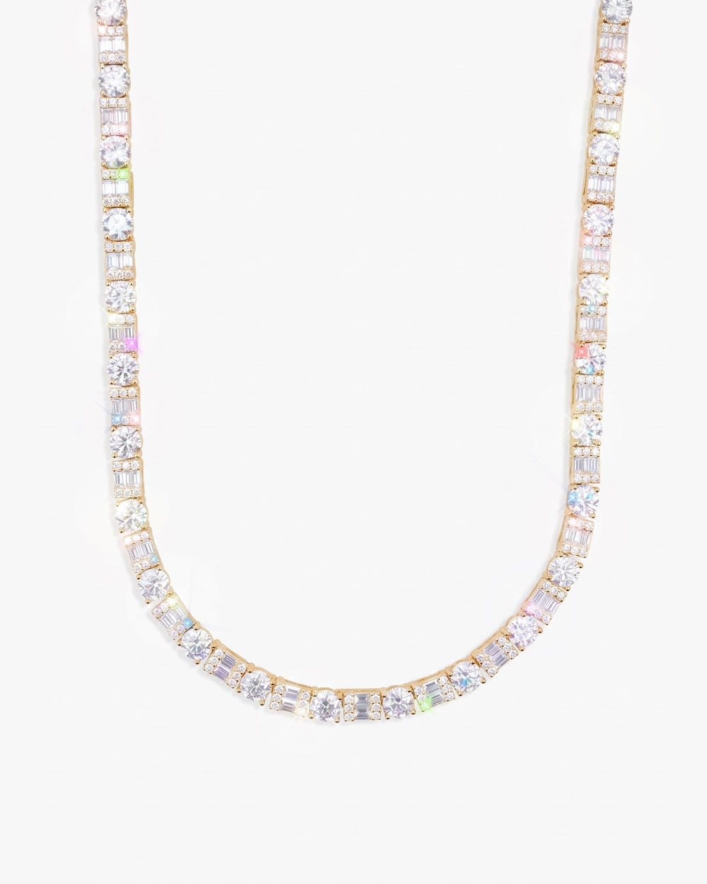 5MM Hybrid Cut Moissanite Tennis Chain 14K Gold - Yellow Gold
