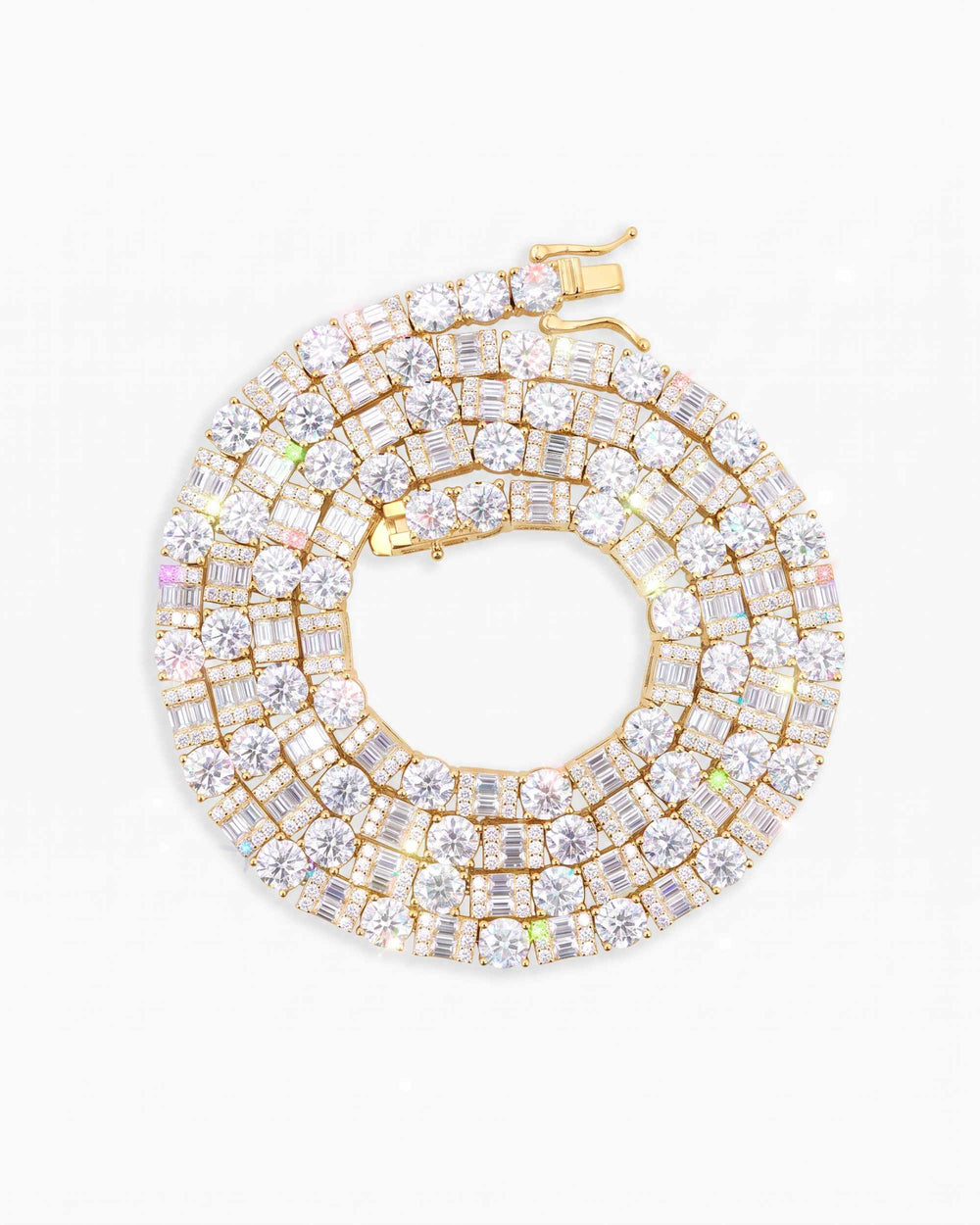 5MM Hybrid Cut Moissanite Tennis Chain 14K Gold - Yellow Gold