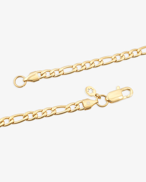 5mm Figaro chain 14k yellow gold icecartel new clasp