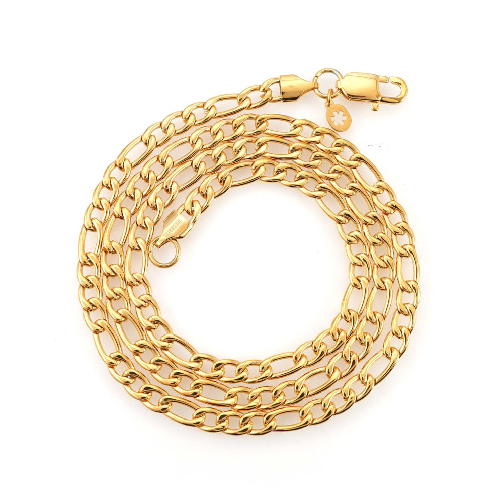 5mm Figaro chain 14k yellow gold icecartel up