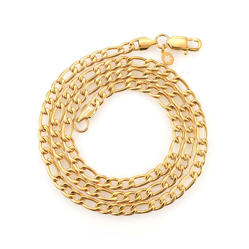 5mm Figaro chain 14k yellow gold icecartel up