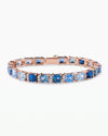 5MM Asscher Cut Blue Moissanite Tennis Bracelet - Rose Gold