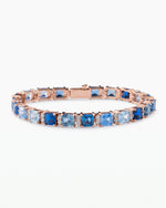 5MM Asscher Cut Blue Moissanite Tennis Bracelet - Rose Gold