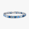 5MM Asscher Cut Blue Moissanite Tennis Bracelet - White Gold