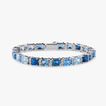 5MM Asscher Cut Blue Moissanite Tennis Bracelet - White Gold
