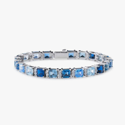 5mm asscher cut blue moissanite tennis bracelet