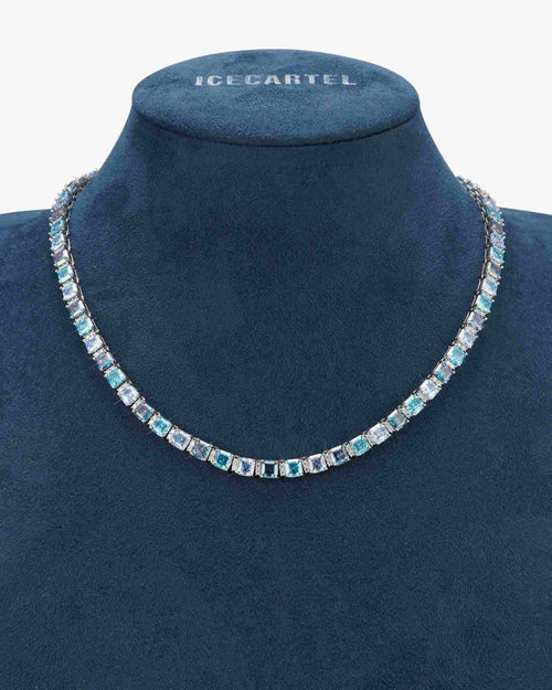 5mm asscher cut blue moissanite tennis chain px icecartel display