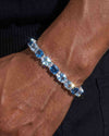 5MM Asscher Cut Blue Moissanite Tennis Bracelet - White Gold