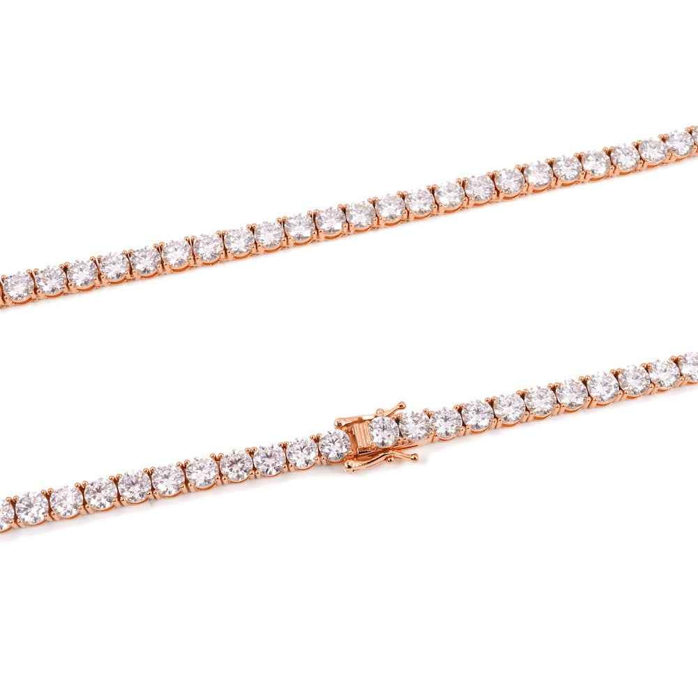 5MM Diamond Tennis Chain 14K Solid Rose Gold clasp