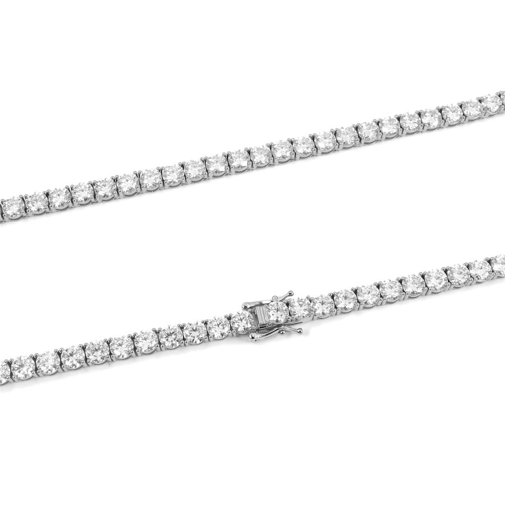 5MM Diamond Tennis Chain 14K Solid White Gold clasp