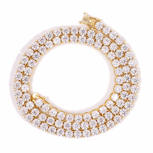 5MM Diamond Tennis Chain 14K Solid Yellow Gold first