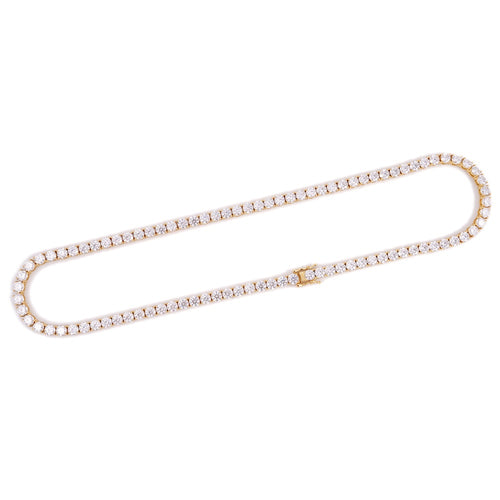 5MM Diamond Tennis Chain 14K Solid Yellow Gold full