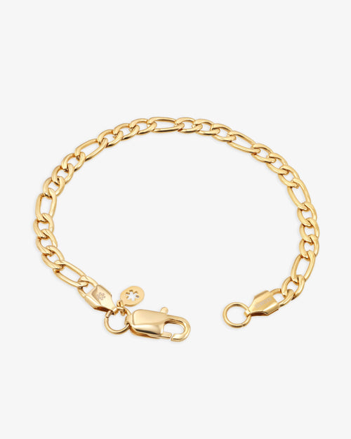 5mm figaro bracelet 14k yellow gold icecartel lock new