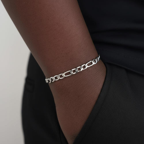 5MM Figaro Bracelet Silver