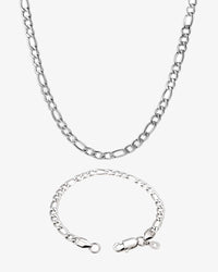 5mm figaro link chain bracelet bundle silver px main