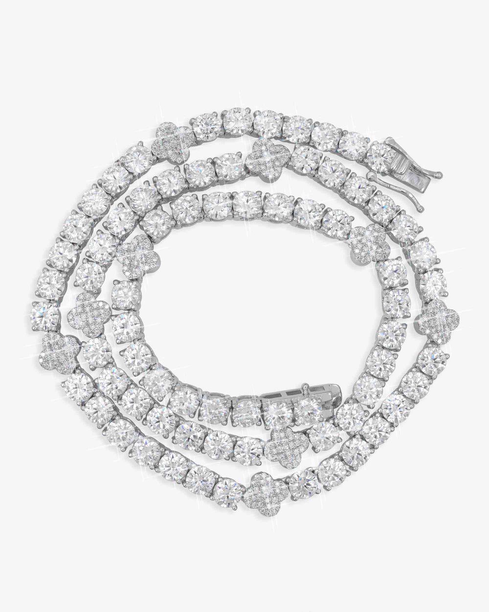 5mm four leaf moissanite tennis chain 14k gold icecartel px top