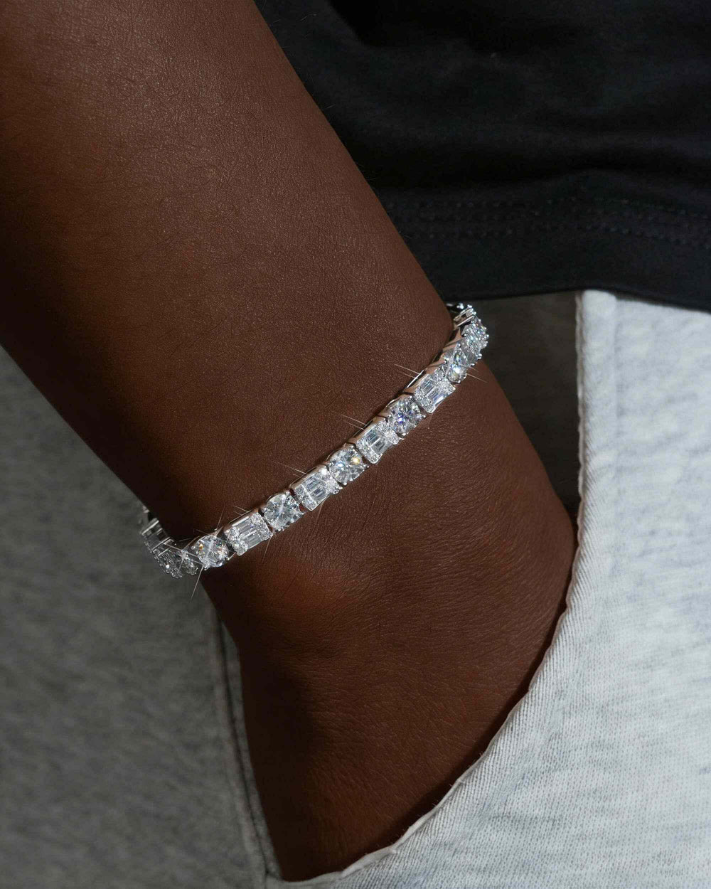 5mm hybrid cut moissanite tennis bracelet 14k gold icecartel f6f6f6 model