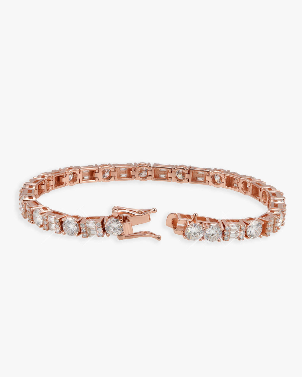 5MM Hybrid Cut Moissanite Tennis Bracelet 14K Gold - Rose Gold