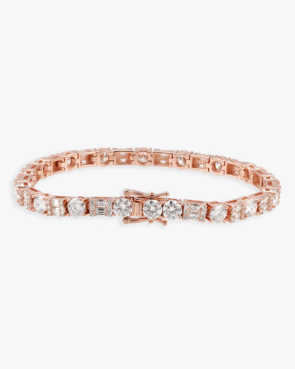 5MM Hybrid Cut Moissanite Tennis Bracelet 14K Gold - Rose Gold