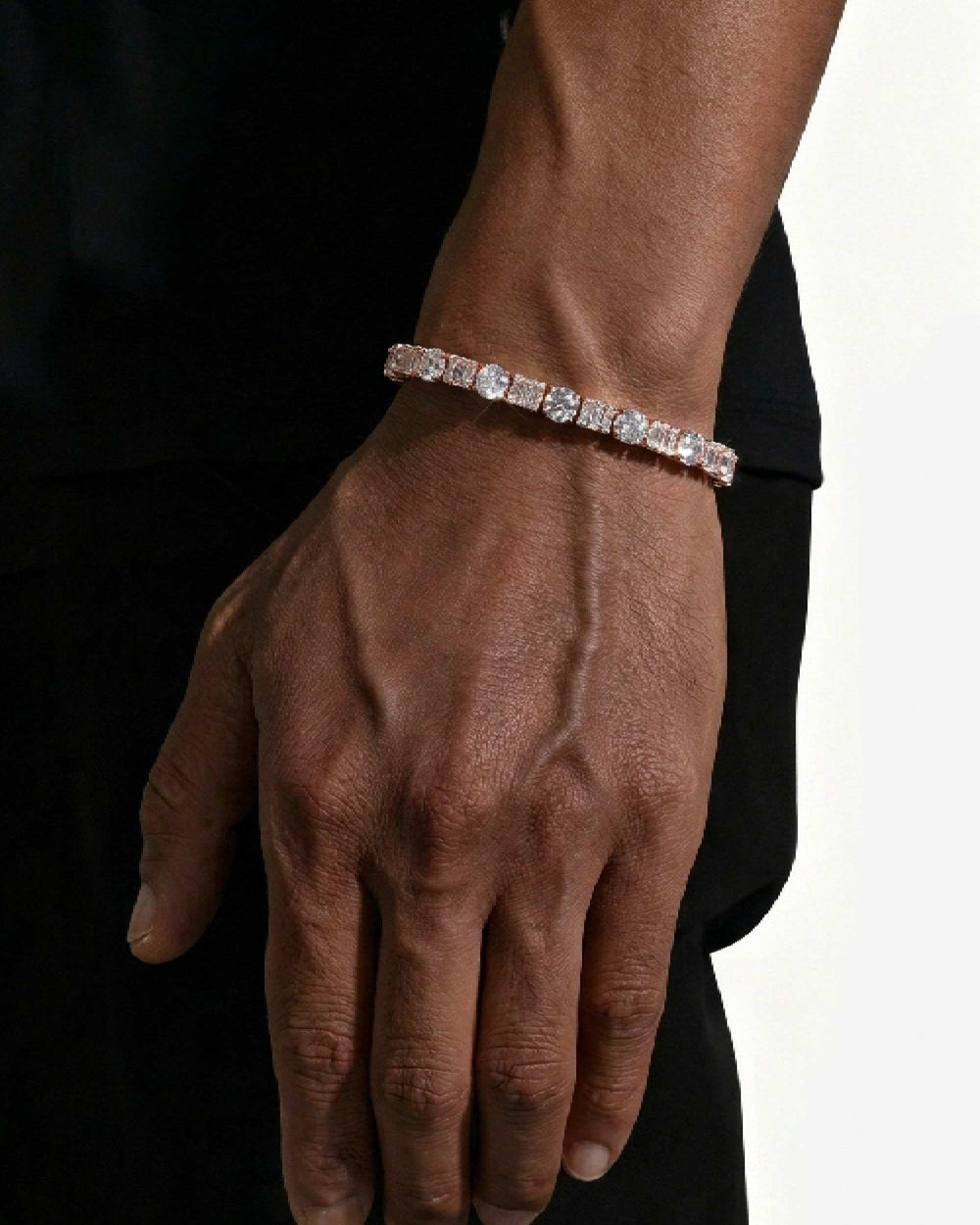 5MM Hybrid Cut Moissanite Tennis Bracelet 14K Gold - Rose Gold