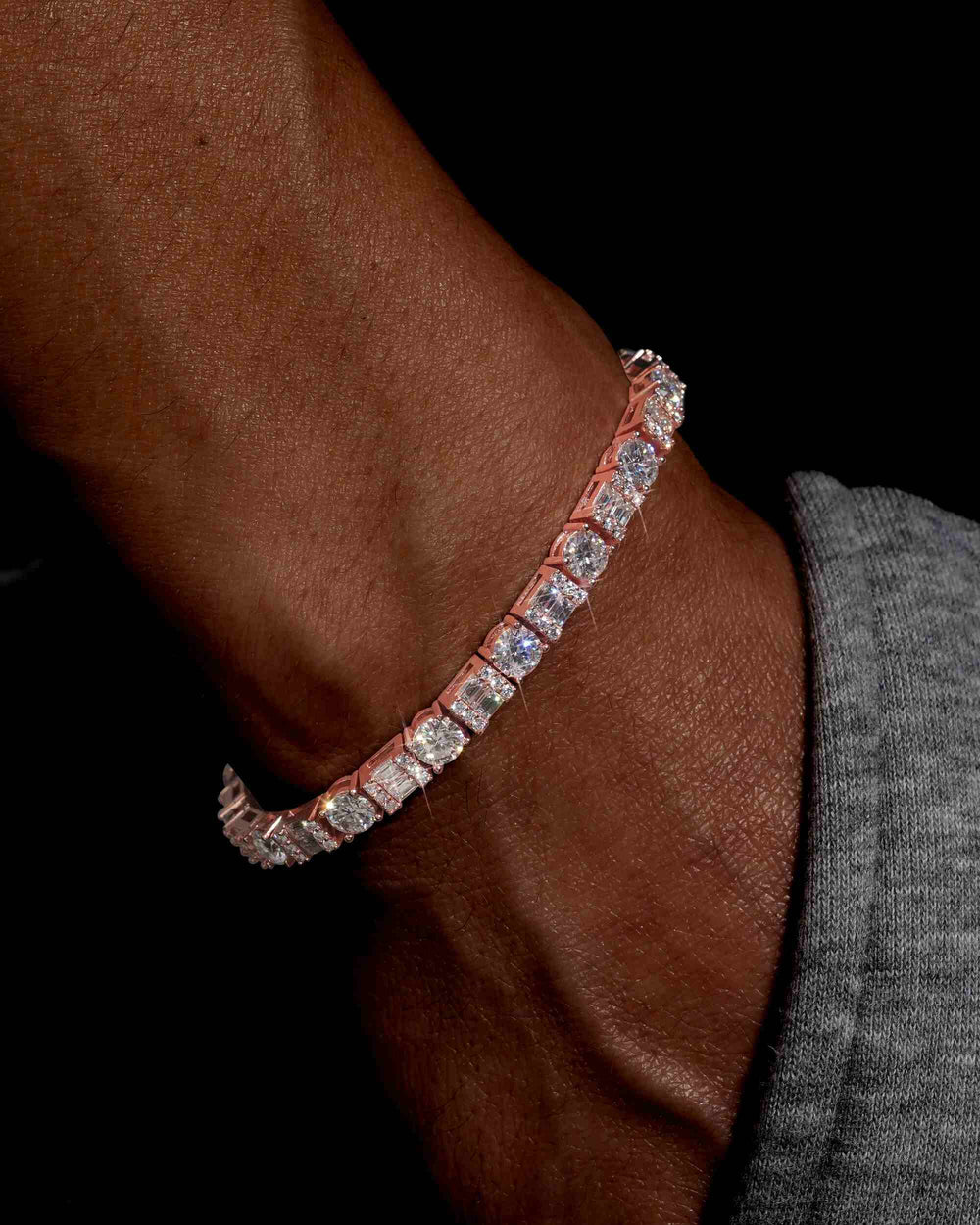 5mm hybrid cut moissanite tennis bracelet 14k gold icecartel px rose model