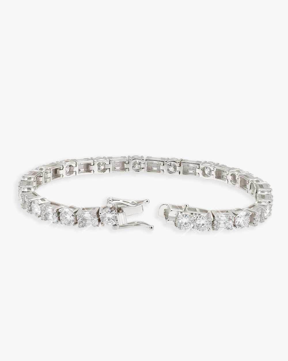 5MM Hybrid Cut Moissanite Tennis Bracelet 14K Gold - White Gold