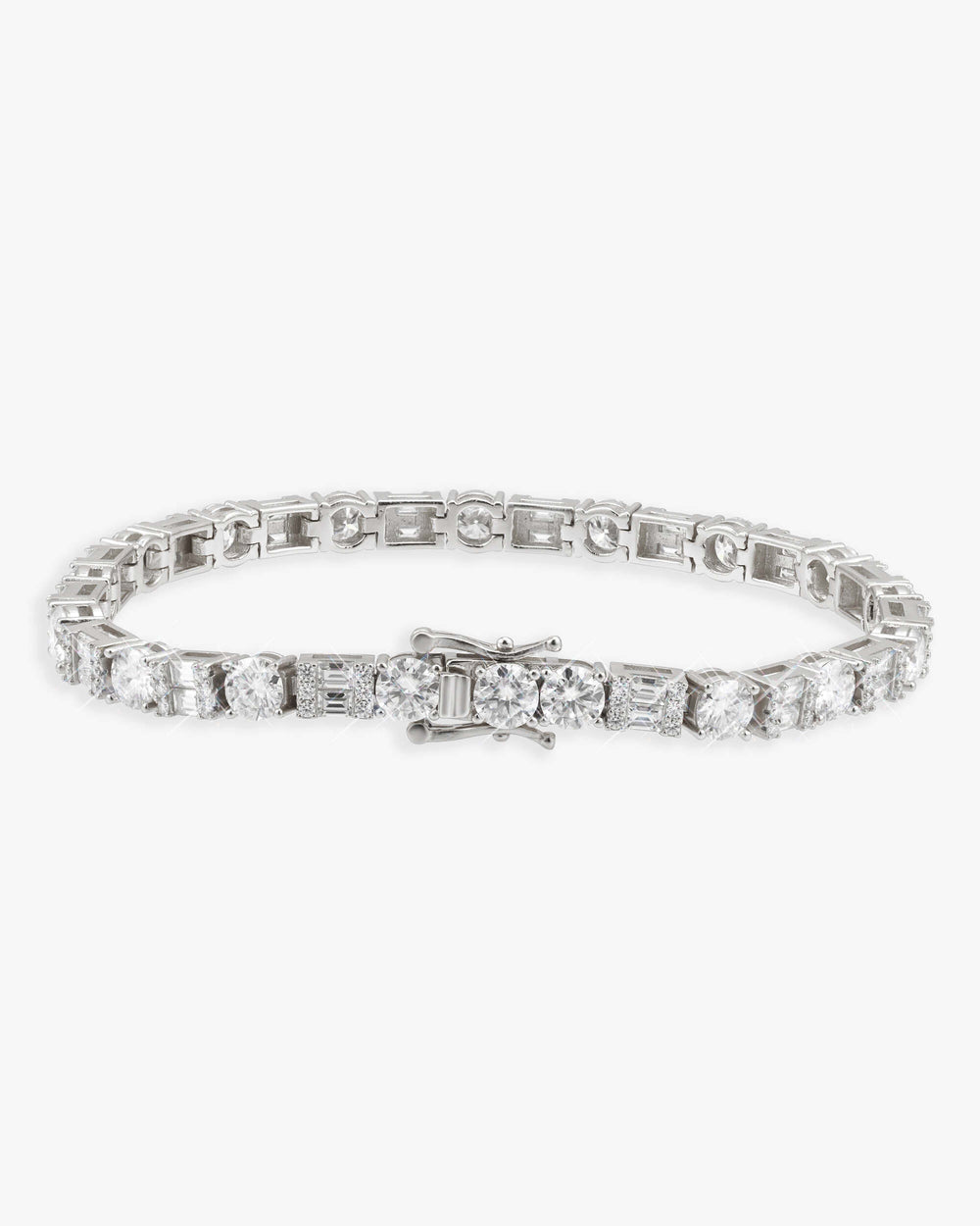 5MM Hybrid Cut Moissanite Tennis Bracelet 14K Gold - White Gold
